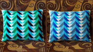 Подушка тунисским крючком с узором "елочки". Часть 2.