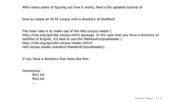 PYTHON : Creating a new corpus with NLTK смотреть онлайн
