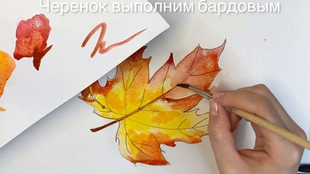 Рисуем кленовый лист ? акварелью смотреть онлайн
