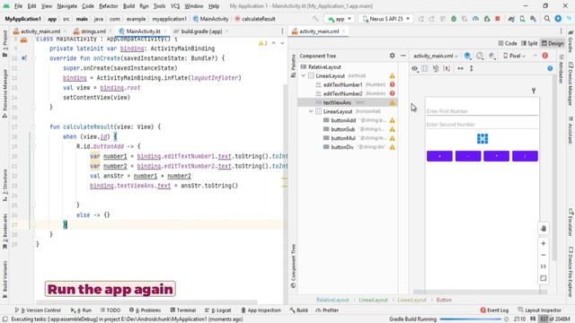 Enable View Binding | Handle Button Clicks | When Clause | Android Studio Tutorial For Beginners - смотреть онлайн