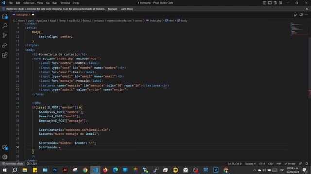 Como enviar correo en formulario con html y php смотреть онлайн