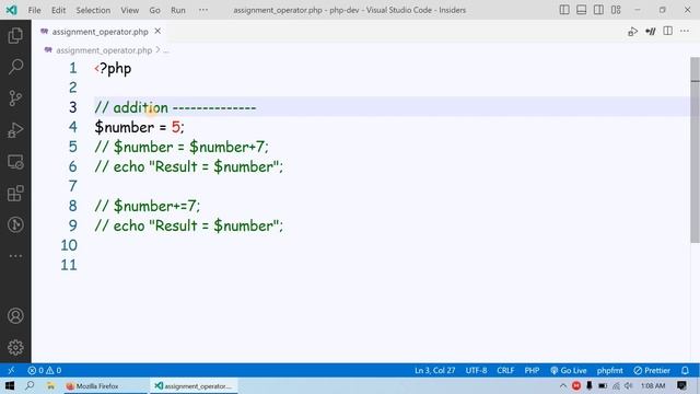 PHP tutorial - Assignment Operators смотреть онлайн