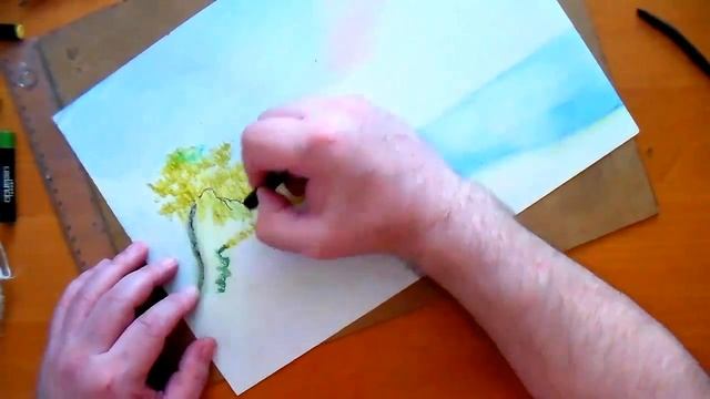 Как нарисовать пейзаж масляной пастелью легко. Видеоурок пастелью смотреть онлайн