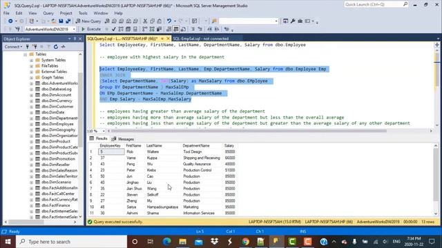 SQL Query | How to find employees with highest salary in a department смотреть онлайн
