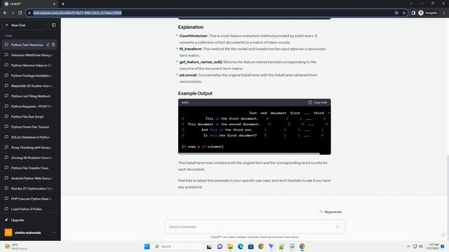 Making A Dict Vector Collecting String From An Array Using Python Scikit Pandas