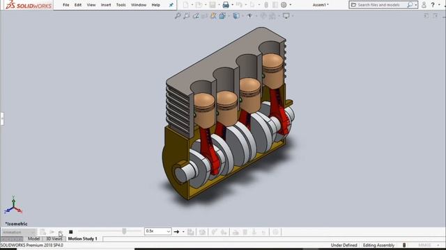 ENGINE MOTION Analysis SOLIDWORKS || Motion study ||Analysis смотреть онлайн