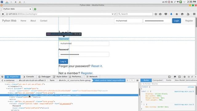 112 Python Web Django login Form تسجيل الدخول смотреть онлайн