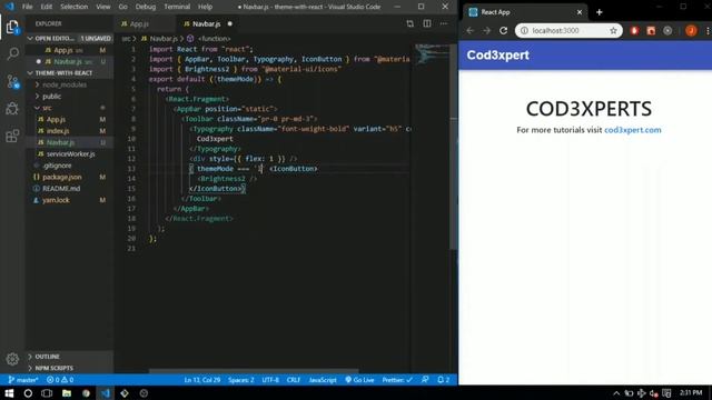 Learn React JS and Material UI : Themes Light and Dark Modes | cod3xpert смотреть онлайн