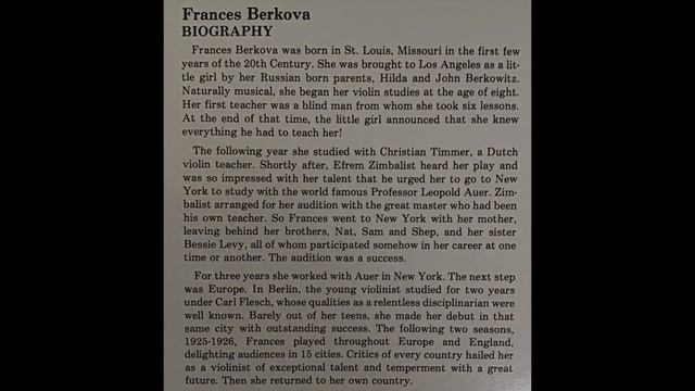 Violinist Frances Berkova (1908-1982) plays Bach, Martini, and Gluck смотреть онлайн