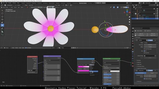 Flower with Geometry Nodes Tutorial Easy | Blender 2.93 смотреть онлайн