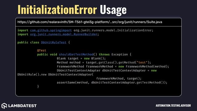 org junit runners mode InitializationError with examples смотреть онлайн