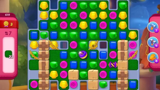 HomeScapes Level 619 No Boosters (16 Moves)