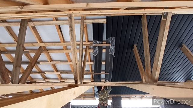 Навес на два автомобиля. Монтаж металлософита без помощников. Часть 2