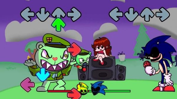 Flippy Vs Sonic but the Flippy's fight together (UnFlipped-Out But their are Many Flippys)