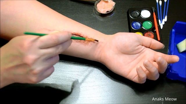 Грим на Хэллоуин (Halloween).Искусственный глубокий порез. смотреть онлайн