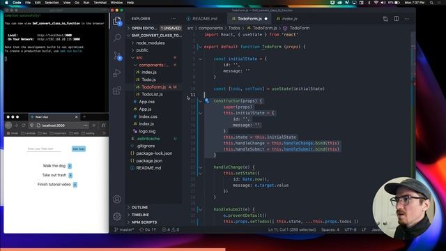 How to convert class to function React JS #5minutefridays Tutorial смотреть онлайн
