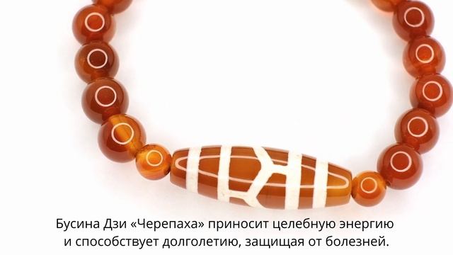 Бусина Дзи «Черепаха» в браслете из сердолика смотреть онлайн