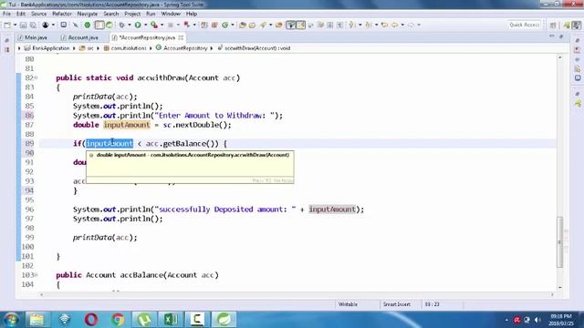 Java Bank Application 5(Implementing Withdrawal Method) смотреть онлайн