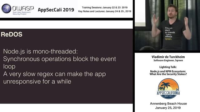 AppSecCali 2019 Lightning Talk - Node.js and NPM Ecosystem: What are the Security Stakes? смотреть онлайн