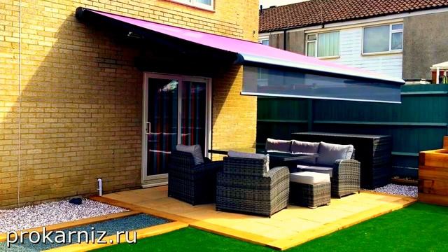 Выдвижной навес - маркиза для террасы с электроприводом смотреть онлайн