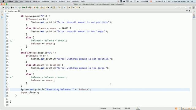 CS1B Java Tutorial 18 Applications of Nested If Statement 1 A Simple Bank Application Multiple If смотреть онлайн
