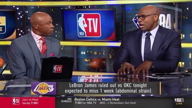 NBA Today react LeBron ruled out vs OKC tonight expected to miss 1 week abdominal strain смотреть онлайн