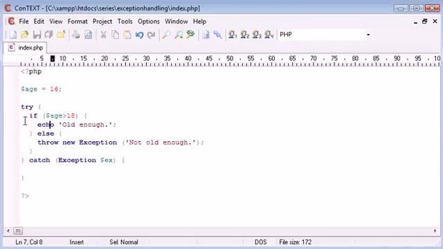 186 try throw catch PHP Tutorials смотреть онлайн