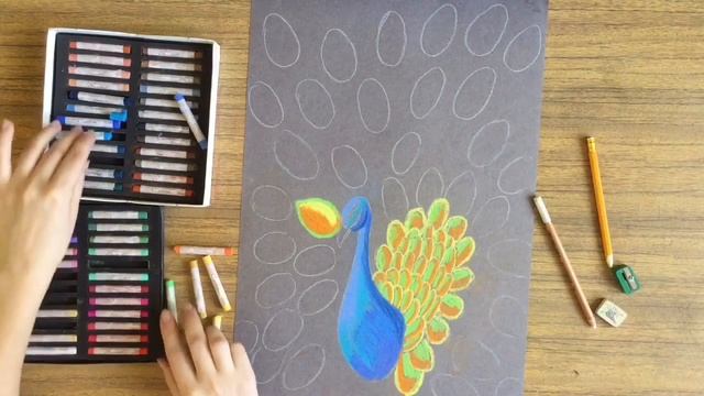 Урок рисования /drawing lesson. Рисуем павлина. Сухая пастель.Возраст 7-11 смотреть онлайн