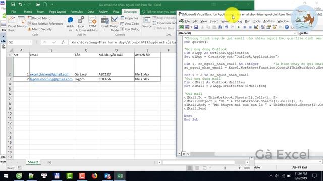 Gửi email hàng loạt bằng Excel VBA đính kèm file riêng rẽ tới nhiều người смотреть онлайн