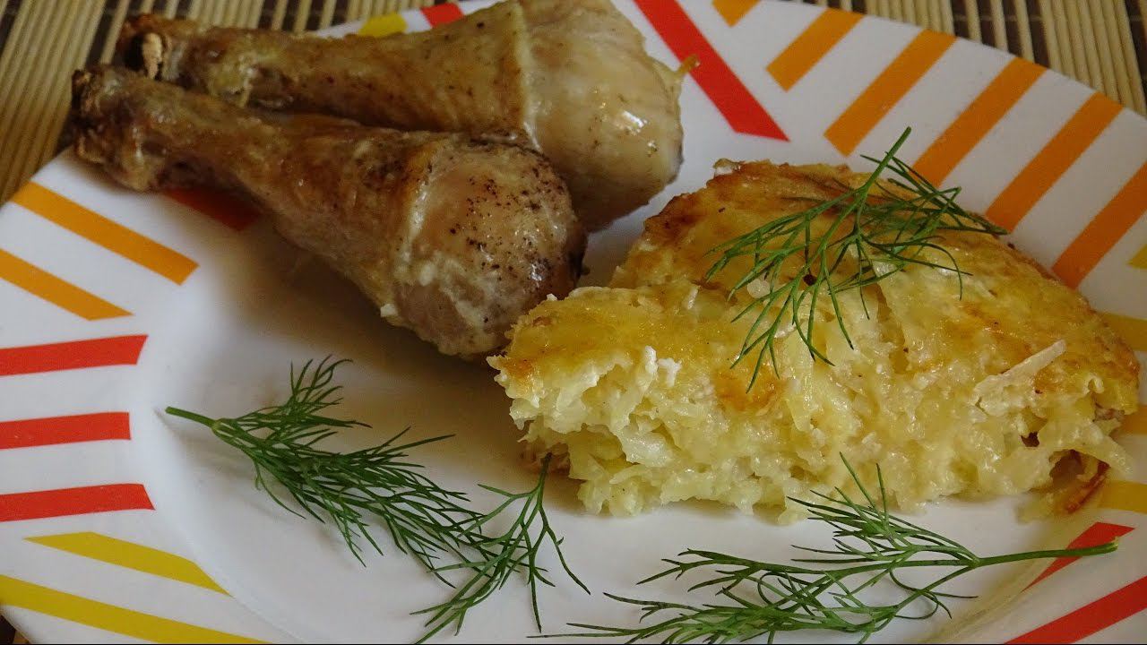 Куринные ножки и картофельно-сырная запеканка. Готовим вкусно и легко. смотреть онлайн