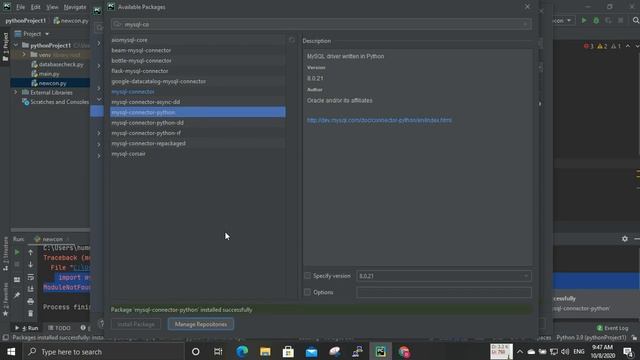 Pycharm error | ImportError: No module named 'mysql' смотреть онлайн