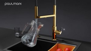 Смеситель для кухни с гибким изливом TORNADO в цвете брашированное золото To213402-BG