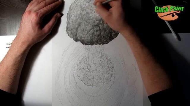 Как нарисовать 3D рисунок на бумаге карандашом ядерный взрыв How to draw 3D nuclear explosion смотреть онлайн