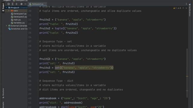 Python Datatypes - Beginner Lesson (list, tuple, set, dict) смотреть онлайн