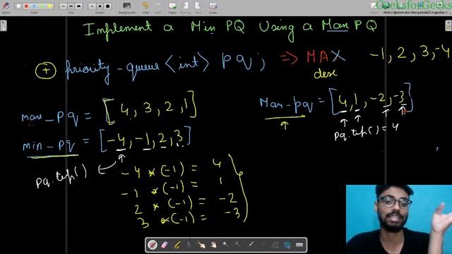 Implementating Min Priority Queue using Max Priority Queue | Divyanshu | Geeksforgeeks смотреть онлайн