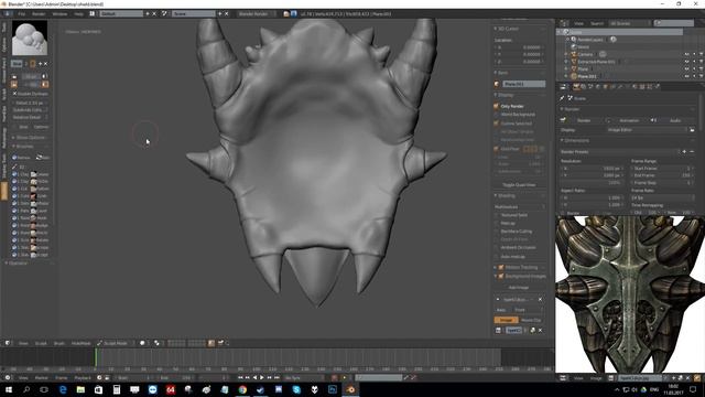 Sculpt timelapse TES V: Skyrim Dragonscale Shield in Blender смотреть онлайн