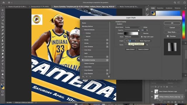 Sports Design Tutorial - How to Make a Gameday Graphic for the Indiana Pacers - Adobe Photoshop смотреть онлайн