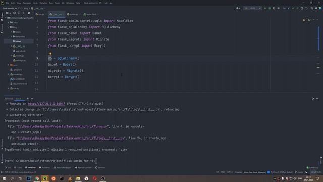 Flask-Admin - Создаем каркас проекта / админка на flask и пользовательские ModelView # 1 смотреть онлайн