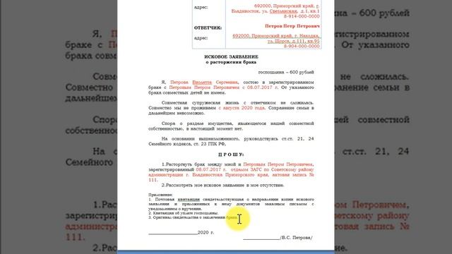 Скачать образец искового заявления о расторжении брака смотреть онлайн