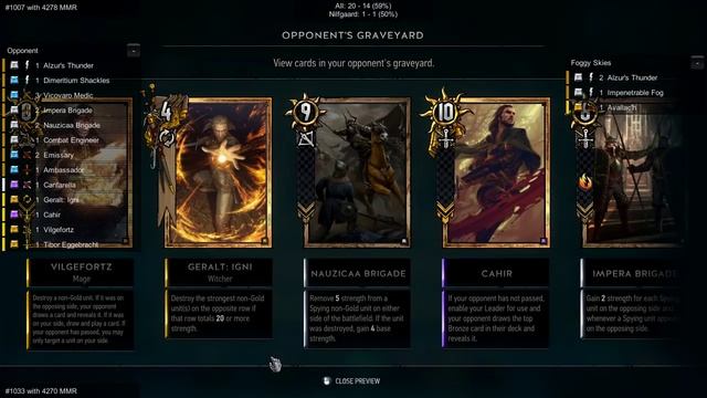 Gwent Foggy Skies ~ Thunder ~ The Witcher Card Game Ranked Rank 15 Gameplay смотреть онлайн