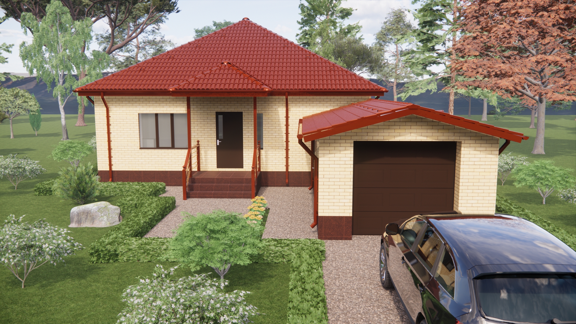 Проект одноэтажного дома с гаражом S=127 м.кв.
#проектыдомов смотреть онлайн