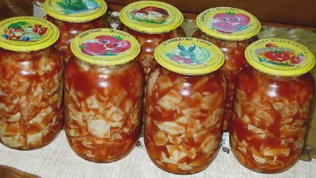 Капуста в томатной заливке. Капуста с помидорами на зиму. смотреть онлайн