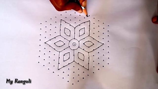 15*8 dots beautiful creative rangoli||simple rangoli||15 chukkala muggulu||part2||BY MY RANGOLI смотреть онлайн