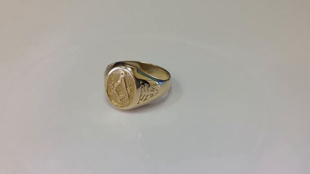 Solid 9ct Yellow Gold Masonic Signet Ring Square & Compass with Acacia Leaf смотреть онлайн