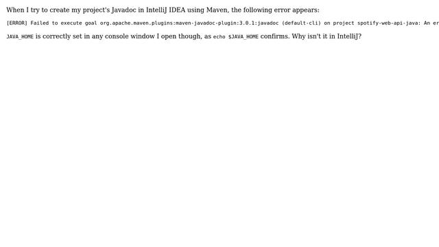 Unable to find javadoc command: The environment variable JAVA_HOME is not correctly set смотреть онлайн
