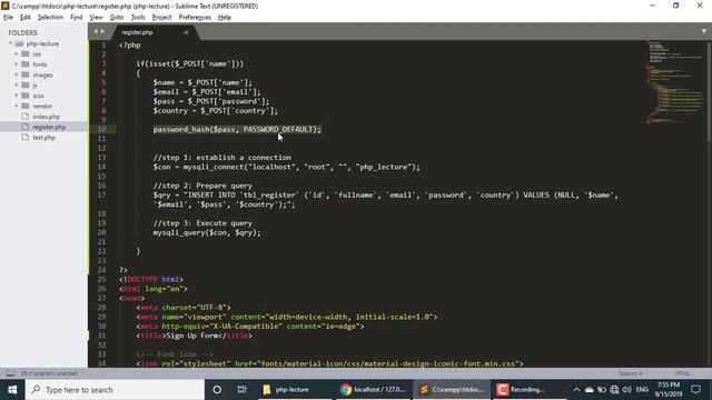 Password Hashing in php How to secure password Part (13/36) смотреть онлайн