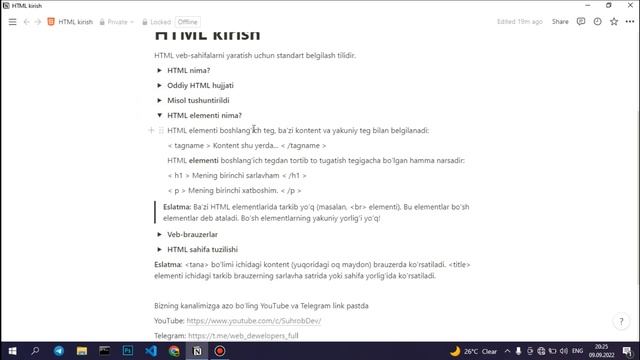 HTML DARSLARI // HTML NIMA? // CODEDITORLAR VA BROWSER смотреть онлайн