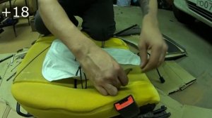 Поджопники /  Замена обивки сидений Калина / Установка обогрева сидений / Перетяжка салона ваз