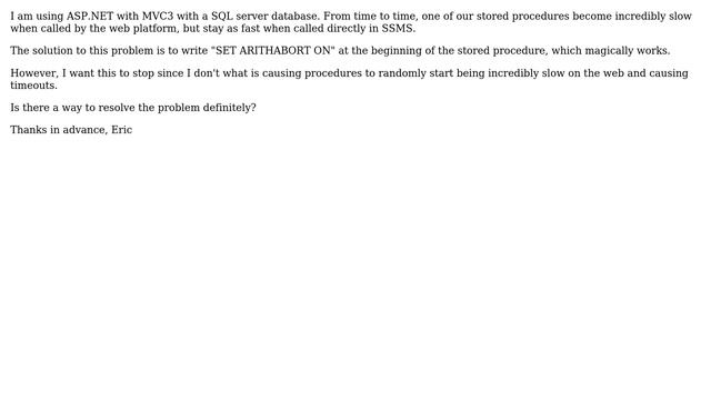Databases: SQL Server stored procedures fast in SQL but slow when called by ASP.NET смотреть онлайн