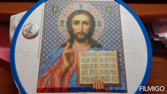 Первый отчёт по отшиву Спасителя от радуги бисером. смотреть онлайн